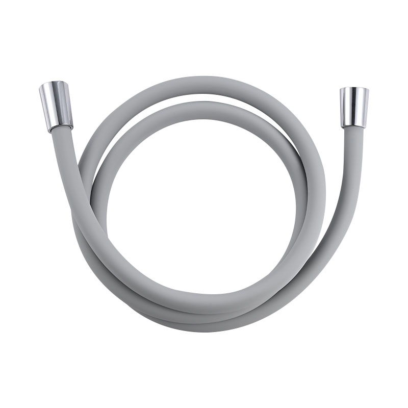 Manguera de ducha de silicona con tuerca cromada de color gris